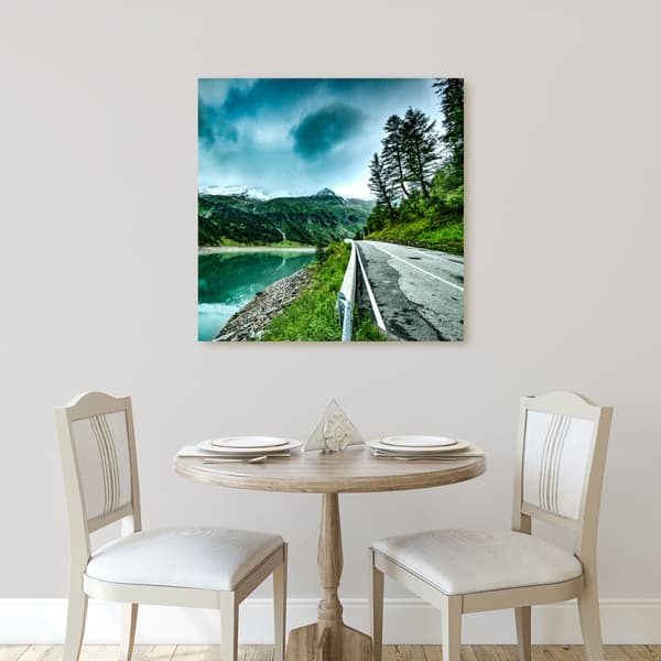 Lærredstryk Natur Sø Bjerge 60x60 cm
