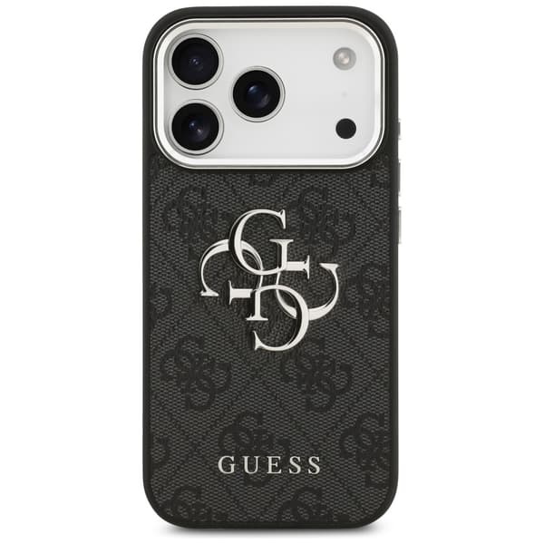 Guess 4G Big 4G Classic Logo-cover til iPhone 17 Pro, sort sølv