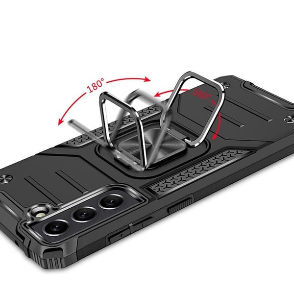 KickStand Ring Cover til Samsung Galaxy S23 FE, Sort + 9H Glas