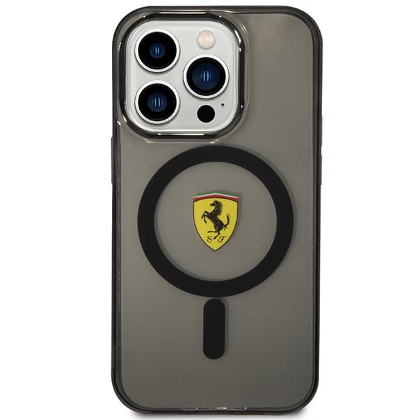 Ferrari Gennemsigtigt Magsafe-cover til iPhone 14 Pro Max, Sort