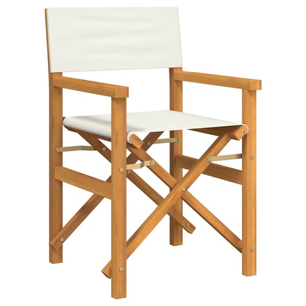 vidaXL Hopfällbara regissörsstolar, set om 2, krämfärgad, teak