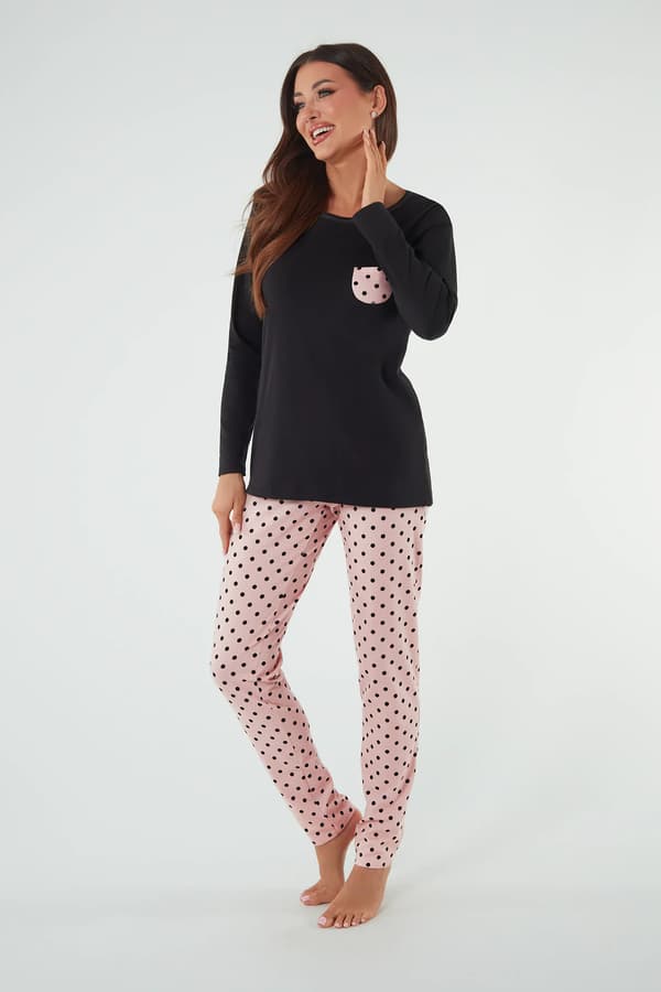 Buscato dampyjamas långärmad, långbyxor L