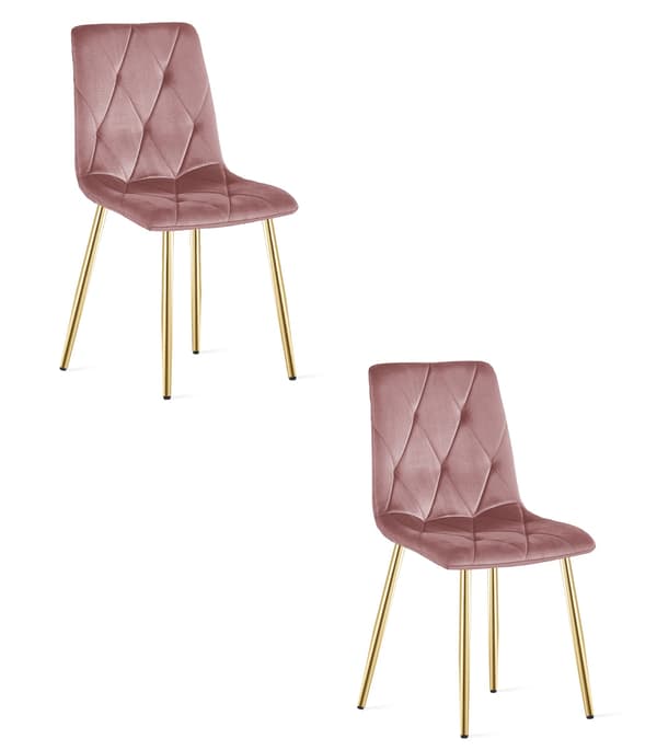 LIBRA stol - pink velour / guldben x 2