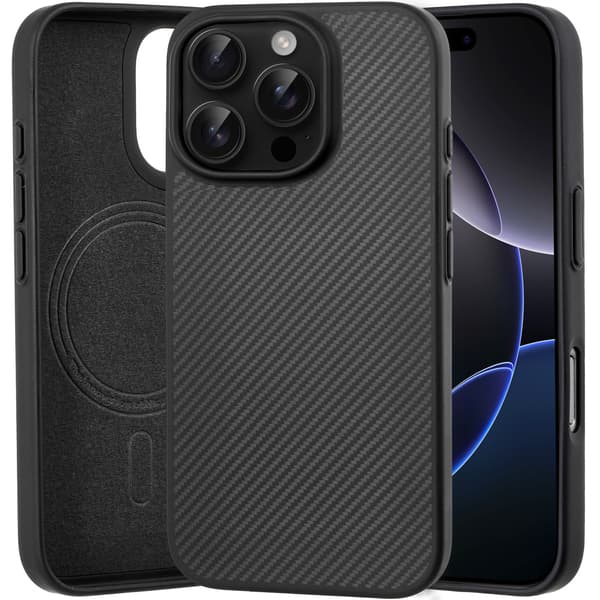 iPhone 16 Pro cover, aramidfibercover, sort