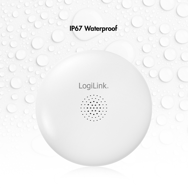 LogiLink Tuya Wi-Fi vattenläckagesensor, Smart Life IP67-larm 75 dB Vit