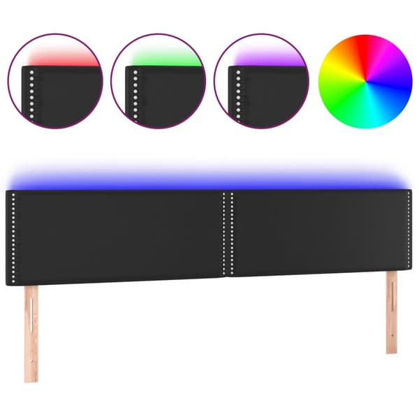 vidaXL LED sengegavl sort 200x5x78/88 cm kunstlæder
