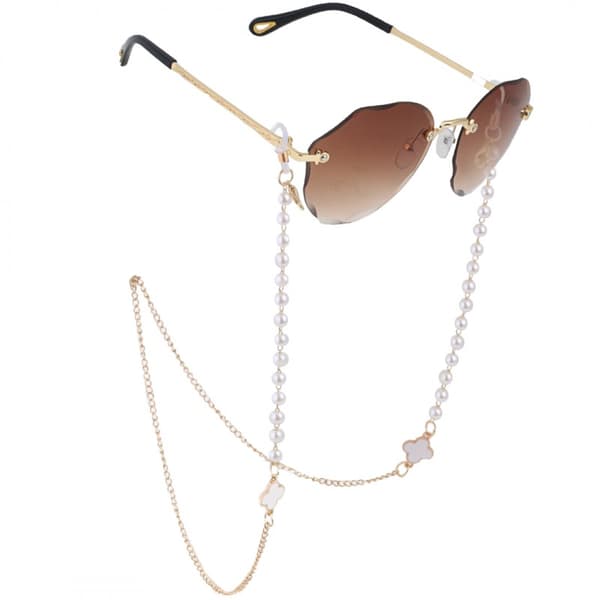 Tynd guldperlekæde med brille 76 cm LDK03