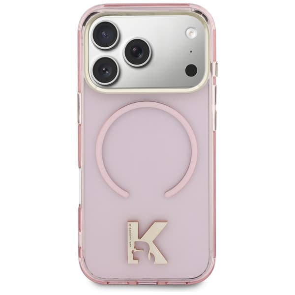 Karl Lagerfeld IML K-hovedlogo MagSafe-etui til iPhone 17 Pro i lyserødt