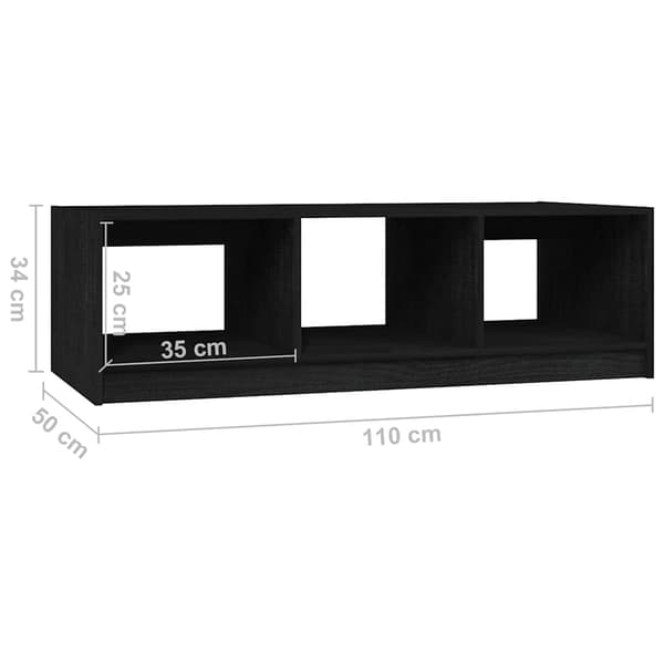 vidaXL sofabord sort 110x50x34 cm massivt fyrretræ