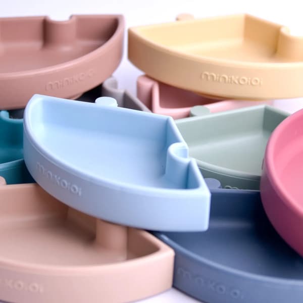 Silikonpusselplatta för barn med sugkopp 3 bitar 19 cm rosa