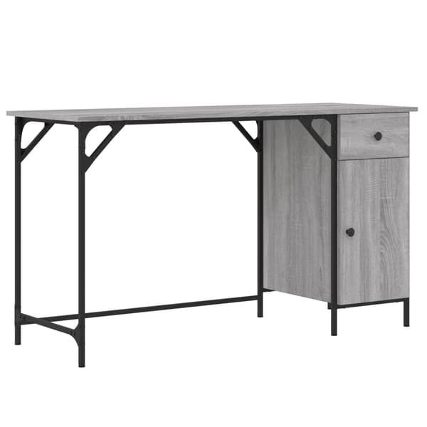 vidaXL computerbord, grå Sonoma-eg, 131x48x75 cm