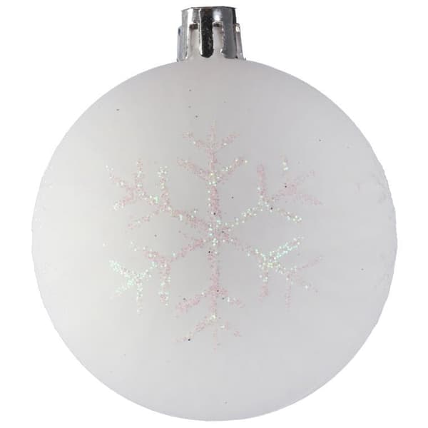 Sæt med 9 Frozen glitterpynt-plastbolde, pulverrosé, 6 cm