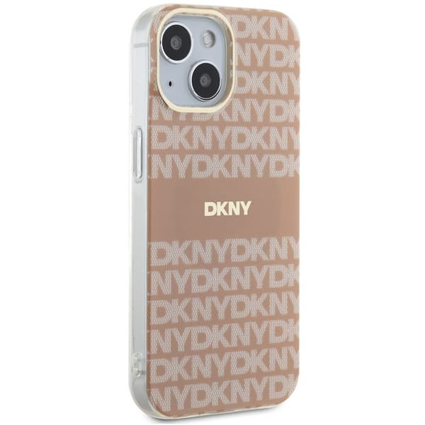 DKNY IML Mono & Stripe MagSafe-etui til iPhone 15, lyserød