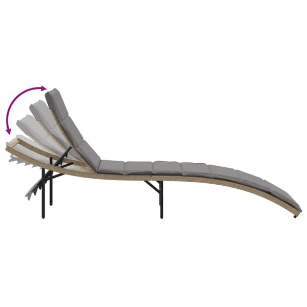 vidaXL Solstolar med kuddar, set om 2, beige, polyrotting