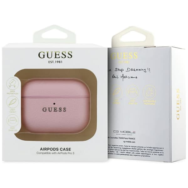 Guess Grained Classic Logo-etui til AirPods Pro 3, lyserødt