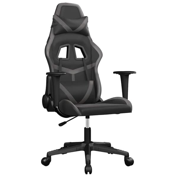 vidaXL massage-gamingstol, sort og grå, kunstlæder