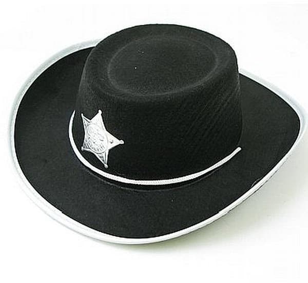 Cowboyhat med stjerne, sort, størrelse S