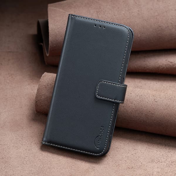 Flip-etui til Samsung Galaxy A25 5G, BINFEN pung, sort + 9H glas