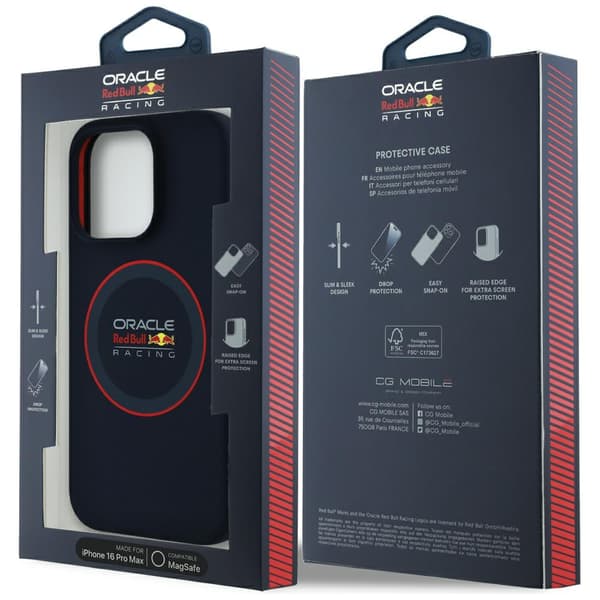 Red Bull Silikone Red Ring MagSafe-etui til iPhone 16 Pro Max, Marineblå