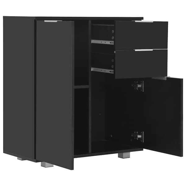 vidaXL kommode i højglans sort 71 x 35 x 76 cm spånplade