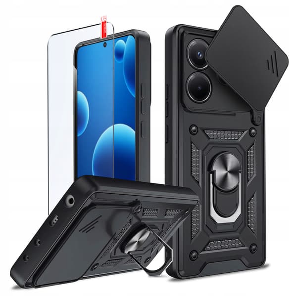 Etui til Xiaomi Redmi Note 14 5G ARMOR SLIDE RING + 9H GLAS