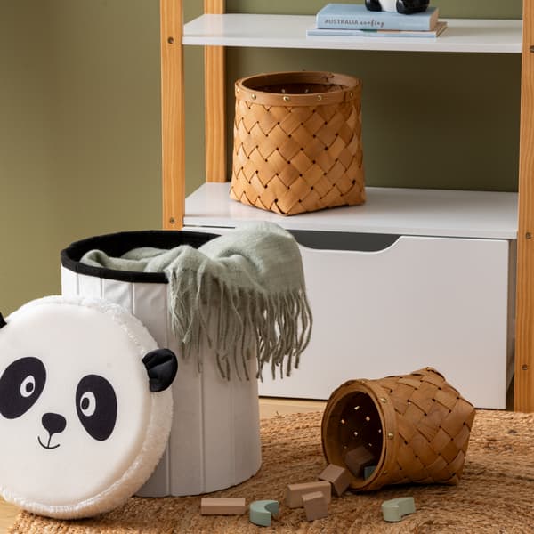 Sammenklappelig puf med låg, hvid Panda