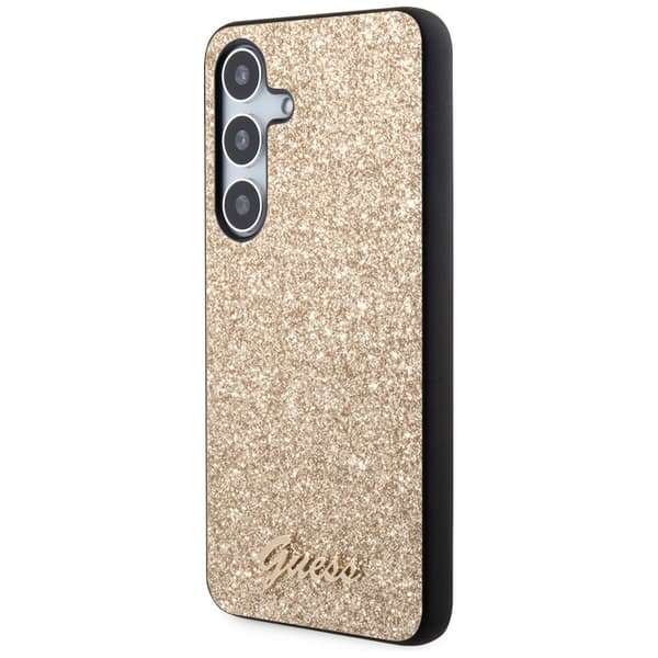 Guess Glitter Script-skal till Galaxy S24, guld