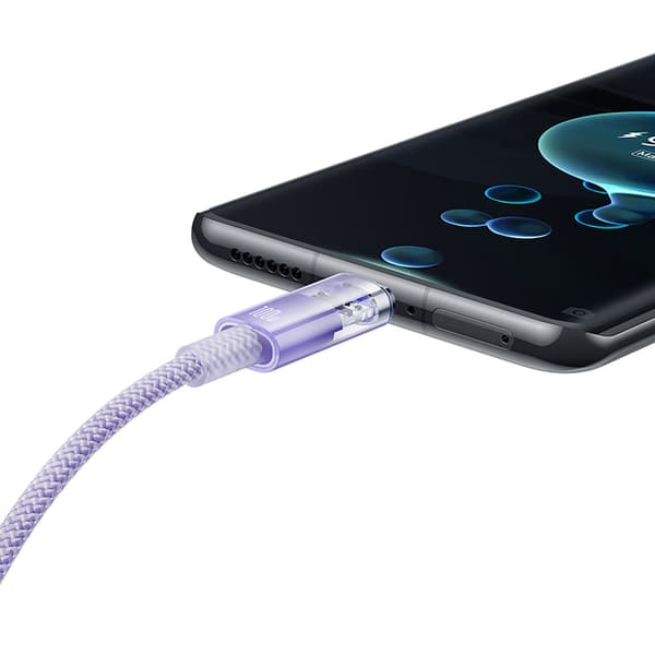 Explorer-kabel med temperatursensor USB-A USB-C 100W 1m - Lila