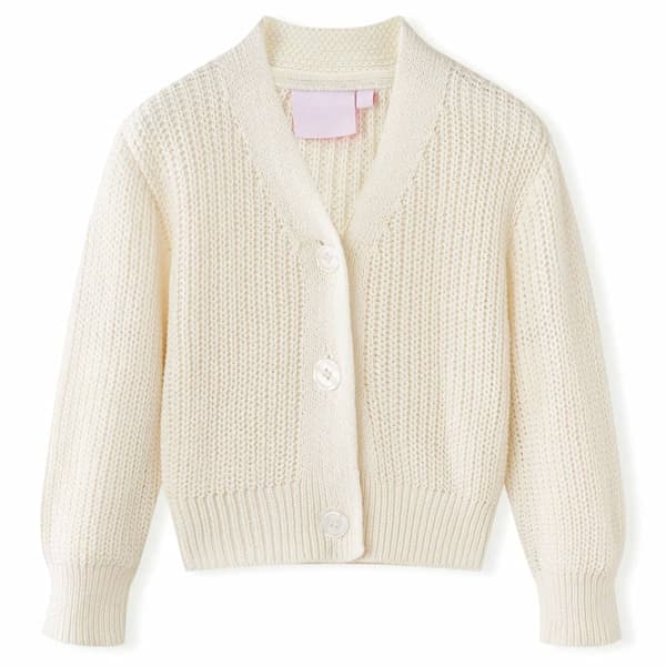 Børnestrikcardigan, snehvid, 104