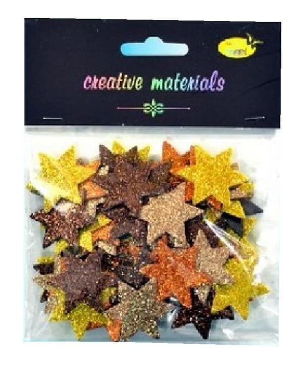 Farverige glitterskumstjerner 60 stk.
