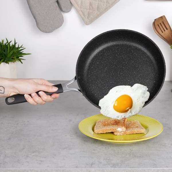 NON-STICK GRANIT STEGEPANDE GAS INDUKTIONSSTONER 24 CM SORT