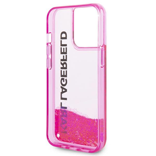 Karl Lagerfeld Liquid Glitter Elong-cover til iPhone 14 Pro Max, lyserød