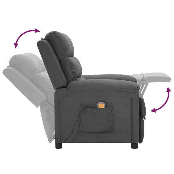 vidaXL massagestol mørkegrå stof