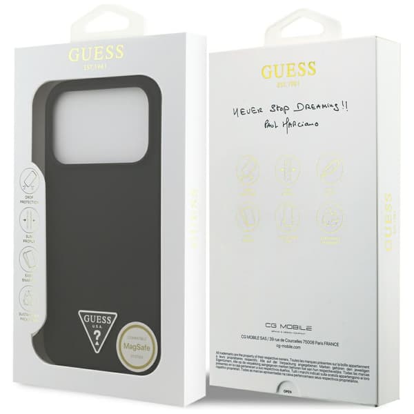 Guess Silikone Trekantet Logo MagSafe-etui til iPhone 17 Pro Max, Sort