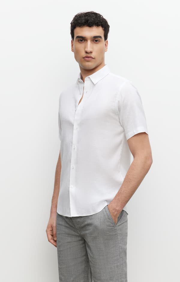 Slim fit hørskjorte M