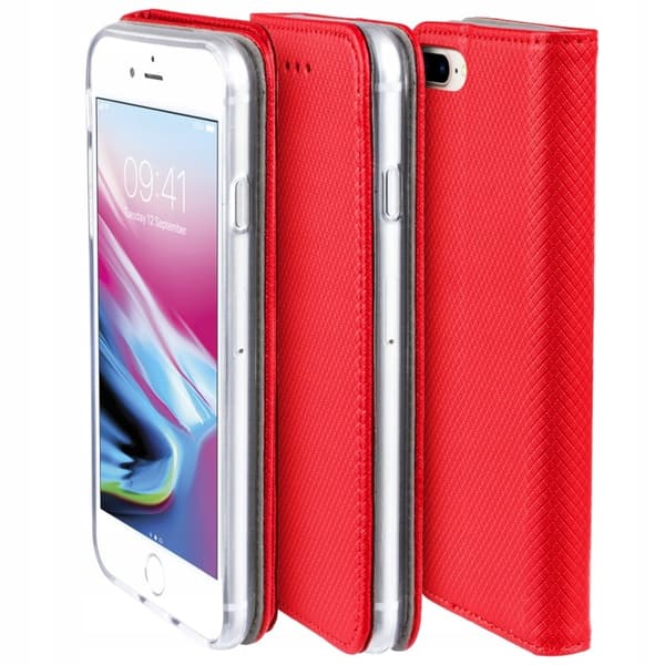 Fodral för APPLE iPhone 6 / 6s SMART BOOKFODRAL PLÅNBOK RÖD + GLAS