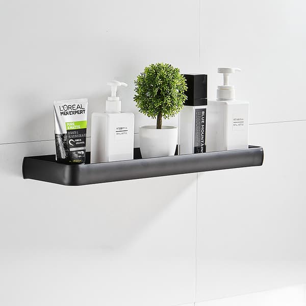 Loft badeværelseshylde, 40 cm, køkken, til væsker og shampoo, sort stål