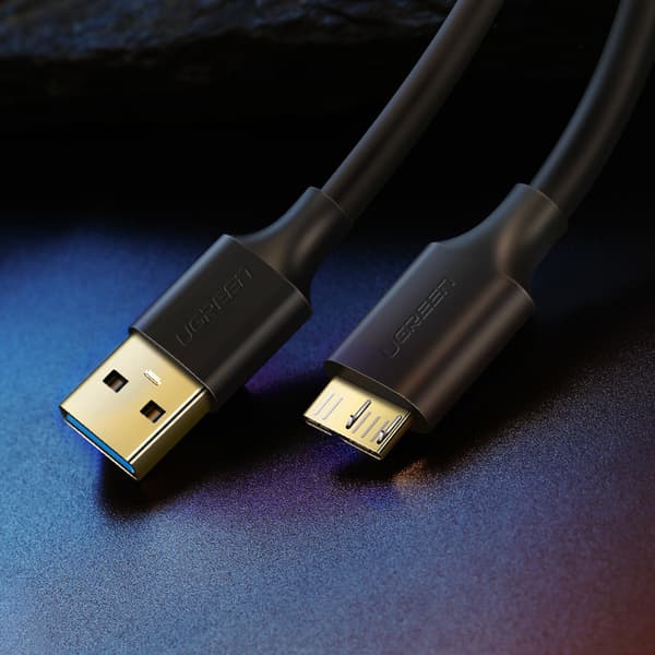 USB-A 3.0 - Micro USB-B SuperSpeed 5Gb/s 1m musta kiintolevykaapeli