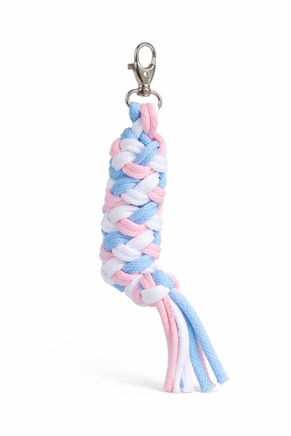 Käpphästkoppel flätat rep - blå/ljusrosa/vit