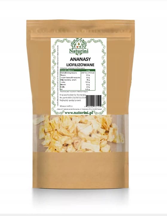 Frystorkad ananas, läcker doypack naturini, 20 g för barn