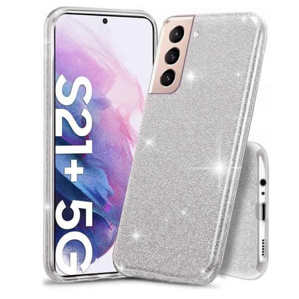 Glitter-cover til Samsung Galaxy S21+ Plus, sølv