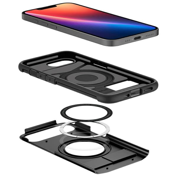 Spigen Tough Armor Mag -kotelo MagSafelle iPhone 16e:lle, musta