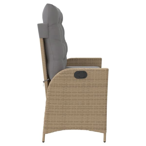 vidaXL Jatkettava puutarhapenkki tyynyillä, beige, polyrottinki