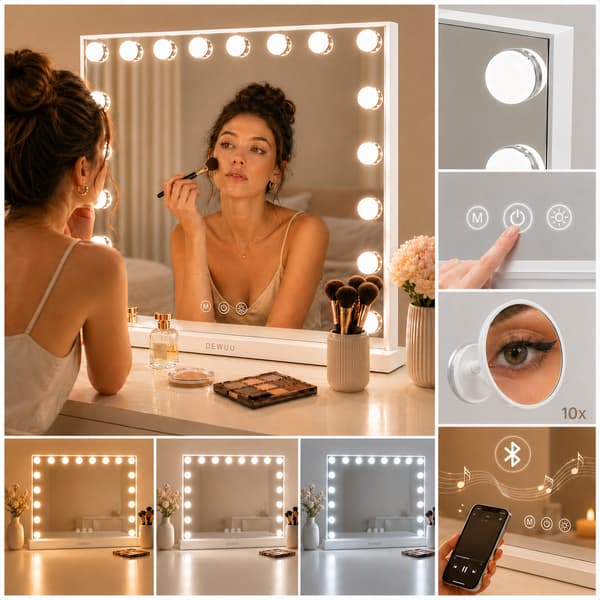 Hollywood Kosmetisk Makeup Spejl 80x60 LED med Bluetooth