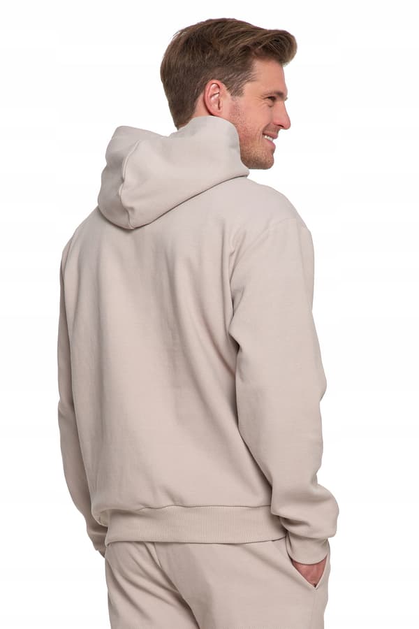 Moraj herrhoody i bomull beige 2XL ribbad struktur