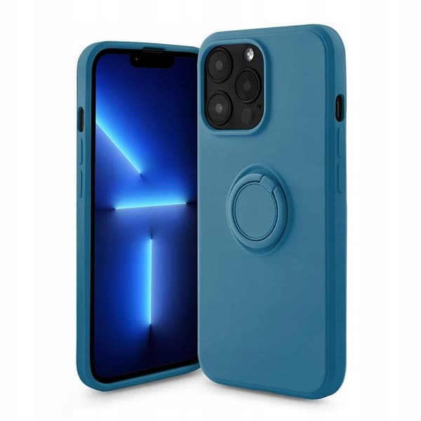 Skal till IPHONE 13 PRO Silikonring Blå Baksida + Glas