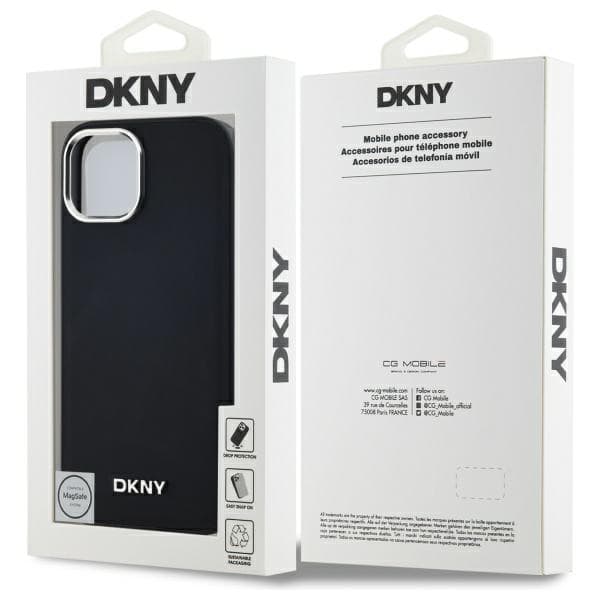 DKNY Plain Logo MagSafe -kotelo iPhone 14:lle, musta