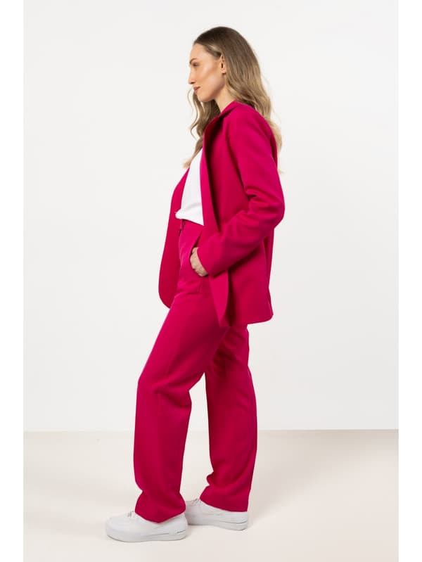 Elegante bukser med lige ben og folder - fuchsia XL