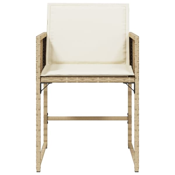 vidaXL Trädgårdsstolar med dynor, set om 4, beige, polyrotting