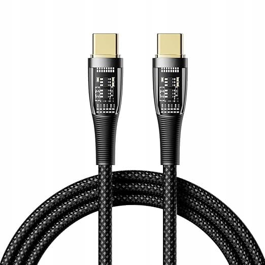 USB-C til USB-C kabel 2m 60W, nylon, sort, ORNARTO